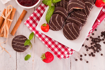 Soft cakes with strawberry.	