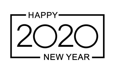 Happy new year 2020 design template. Isolated vector illustration on white background.