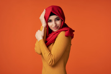 portrait of young woman in red hat