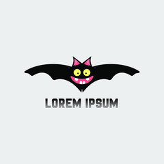 Cartoon bat vector illustration, logo design. cute expression bat icon