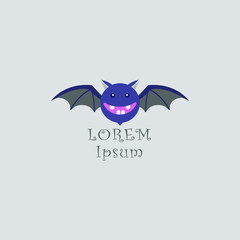 Cartoon bat vector illustration, logo design. cute expression bat icon