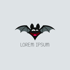 Cartoon bat vector illustration, logo design. cute expression bat icon