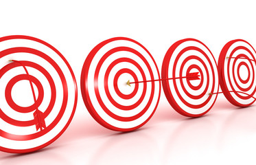 Arrows hitting the center of target - success business concept