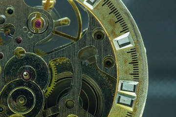 Detail of watch machinery.Beautiful Watch Gears Spinning and Keeping Time.