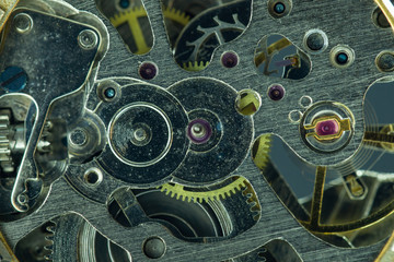 Detail of watch machinery.Beautiful Watch Gears Spinning and Keeping Time.