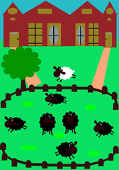 sheeps on a farm Cute cartoon animals vector Illustration