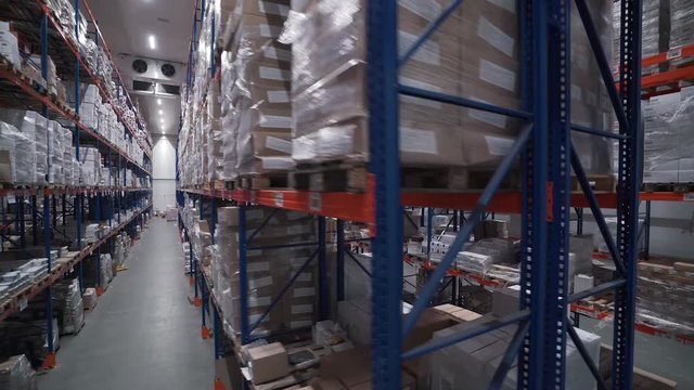 shelves with sealed boxes in stock