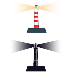 Lighthouse. Light from the lighthouse. Vector illustration