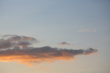 single cloud on twilight dusk sky background