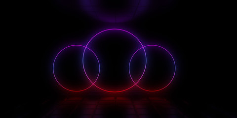 3D abstract background with neon lights. 3d illustration