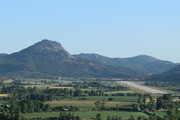 Naklejka premium Gokceada airport, Badelmi area, view from Kalekoy - turkish aegean island Gokceada (Imbros)