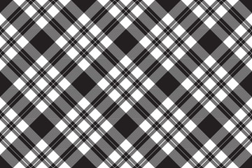 Diagonal check fabric texture seamless black white pattern