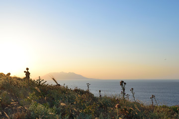 Sunset seascape from Kalekoy - view of Samothraki - turkish aegean island Gokceada (Imbros)