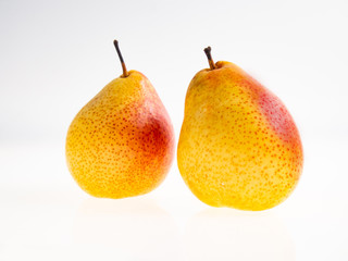 2 pear fruit on white background