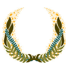 Round Frame with flowers and leaves on white background. Vector illustration