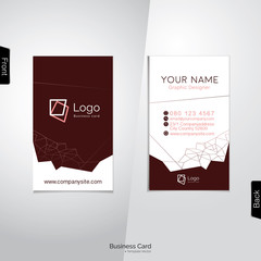 Modern white and dark brown vertical business card with abstract polygon outline