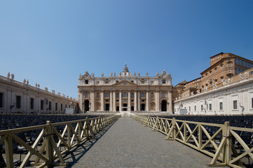Naklejka premium Photo of St. Peter's Basilica in Vatican City, view from St. Peter's Square, Rome, Italy