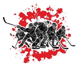 Naklejka na ściany i meble Ice Hockey players action cartoon sport graphic vector