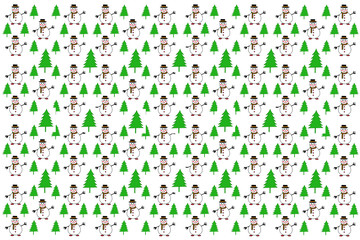 Seamless pattern of drawing Santa Claus on white