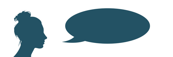 Frau mit Sprechblase - Sprechen Kommunikation