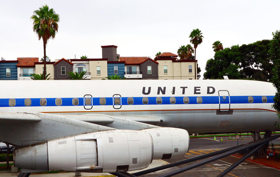 Los Angeles, California - September 28, 2019: United Airlines Douglas DC-8 Jet Mainliner N8066U located at California Science Center, Exposition Park, Los Angeles