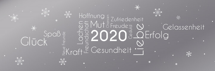 Fototapeta na wymiar Wort Wolke 2020 - Wünsche Positiv Erfolg Kraft
