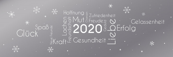 Wort Wolke 2020 - Wünsche Positiv Erfolg Kraft