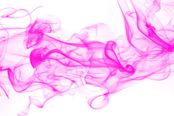 Beautiful pink smoke abstract on white background. ink water color for design