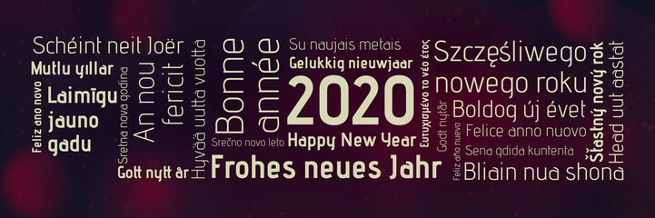 Banner 2020 in different Languages Happy New Year
