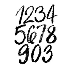 set of calligraphic pastel or charcoal numbers. ABC for your design, pastel lettering on a white background