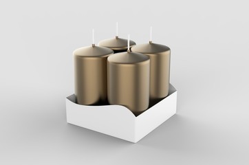 Blank Pillar Scented & Colorful Candle For Branding, 3d render illustration.