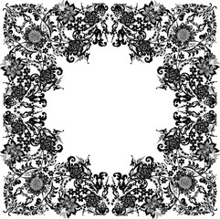 wide frame isolated decoration with black large flowers