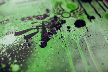 paint swabs on the canvas