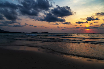 Fototapeta na wymiar sunset Dominican beach Caribbean Sea