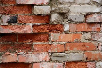 Old red brick wall background