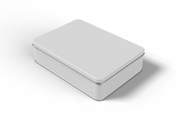 Blank tin container for branding and design. 3d render illustration.