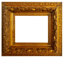 Gold vibackgroundntage picture frame isolated on white