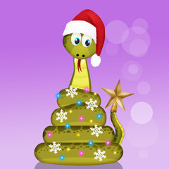 illustration of snake shape Christmas tree