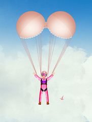 illustration of bra in the shape of a parachute