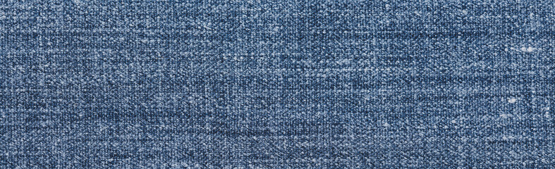 Blue denim fabric texture, banner, copy space