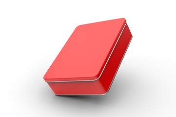 Blank tin container for branding and design. 3d render illustration.