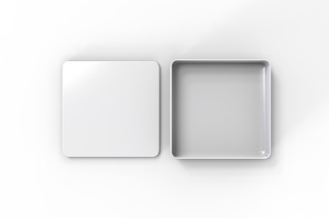 Blank tin container for branding and design. 3d render illustration.