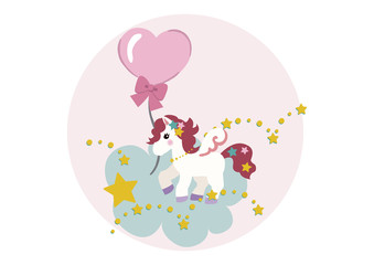 可愛いペガサスのアイコン。キャラクターデザイン。