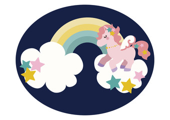 可愛いペガサスのアイコン。キャラクターデザイン。