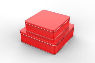 Blank tin container for branding and design. 3d render illustration.