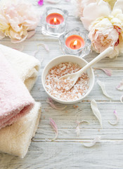 Spa concept with peonies