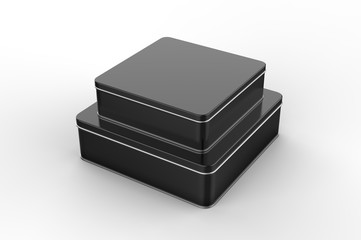 Blank tin container for branding and design. 3d render illustration.
