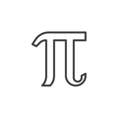 Mathematical value pi line icon. linear style sign for mobile concept and web design. Pi greek letter outline vector icon. Symbol, logo illustration. Vector graphics