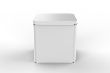 Blank tin container for branding and design. 3d render illustration.
