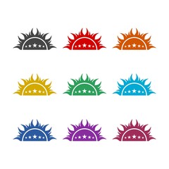 Sun icon with the five stars color sign set isolated on white background